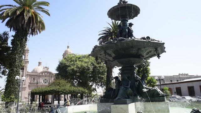 The Tacna Ornamental Fountain, a Greek neoclassical style fountain, stands in the main square of Tacna. It was designed by the sculptor O'Lenhard and brought from Brussels, Belgium, by the famous Eiff