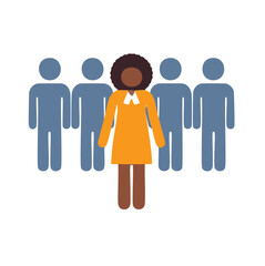 Woman leader standing out from the crowd business success
