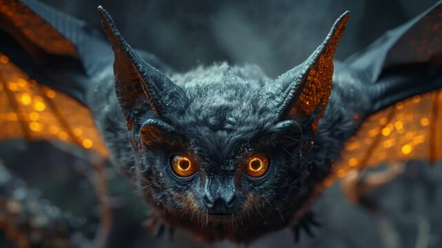 scary bat hellowen with glowing eyes at night
