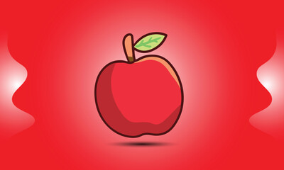 Vibrant Red Apple: A digitally rendered image of a ripe, juicy red apple, complete with a green leaf and stem, set against a dynamic gradient background.