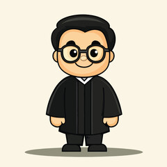 Cartoon Judge Character in Formal Attire