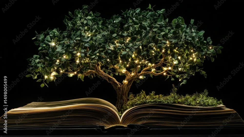 Aufkleber a person sitting with an open book and a tree growing out of the pages