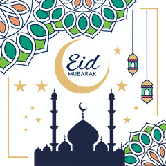 Eid mubarak and islamic greeting card , poster, banner design, abstract vector illustration design	