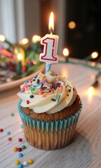 birthday cupcake with candle