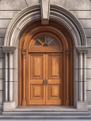 Elegant wooden door entrance historic building architecture urban front view