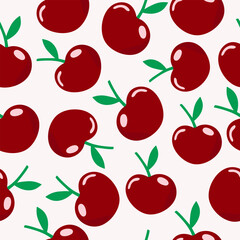 Bright seamless pattern with juicy cherries. Summer berry background.