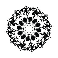 A line art mandala illustration of a coloring page