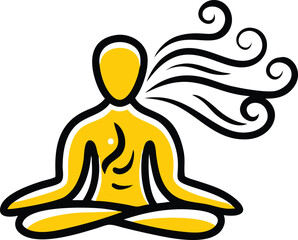 Serene Contemplation: A simplified illustration of a figure in a yoga posture, radiating tranquility, and focus in a moment of zen. 