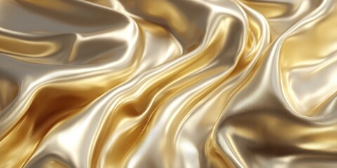 Obraz premium Luxurious golden satin fabric with smooth texture