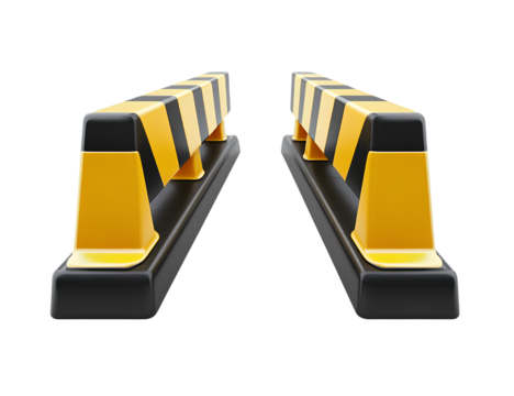 Vector icon of a yellow and black striped traffic barrier with a white background,