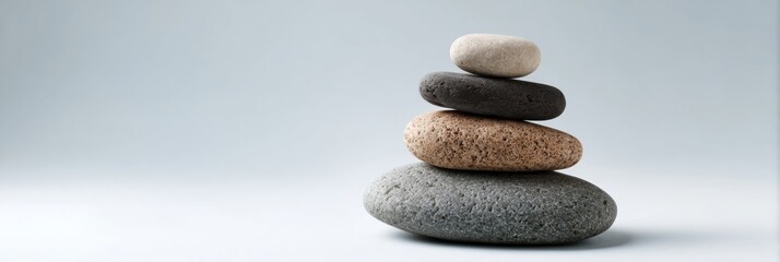 Stacked Zen Stones on Bright Background