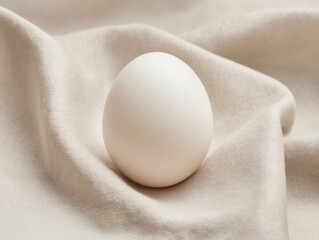 White Egg on Linen Fabric