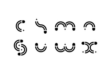 Set of initial alphabet pencil logo icon. Monogram style pencil logo icons collection.