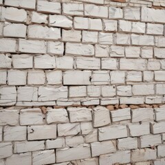 Fototapeta premium Cracked white brick, uneven surface, dilapidated, grungy, texture, brick wall