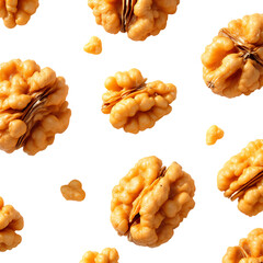 Collection Of Fresh Looking Walnuts Seamless Pattern Isolated On Transparent Background Texture Natural Material
