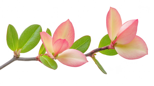Delicate blooms and vibrant leaves on a branch PNG transparent background
