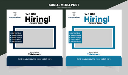 Social media post templates we are hiring job announcement