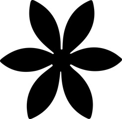 Elegant star flower silhouette, perfect for minimalist designs, tattoos, and sophisticated floral artwork.