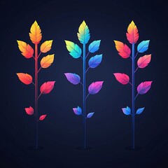 Three colorful plants in gradient