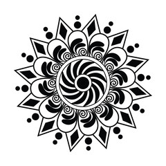 a minimalist mandala central circular line art vector silhouette