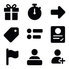 Business operations silhouette icons set. workflow, management, process symbols