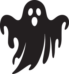 Ghost Icon Silhouette Vector – Scary Black Halloween Illustration