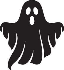 Ghost Icon Silhouette Vector – Scary Black Halloween Illustration