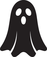 Ghost Icon Silhouette Vector – Scary Black Halloween Illustration