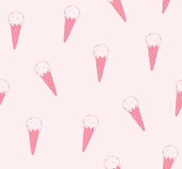 Doodle ice cream vector seamless pattern. 