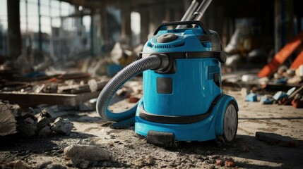 Heavy-duty vacuum cleaner efficiently tackling dust and debris at construction site