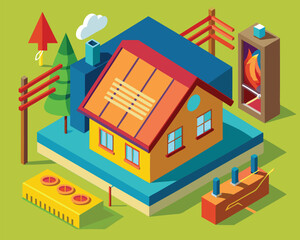 Isometric House Exterior Design. A Vibrant Home Illustration