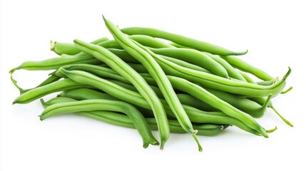 Fototapeta premium Harvesting fresh green beans closeup shot of organic produce in a natural setting