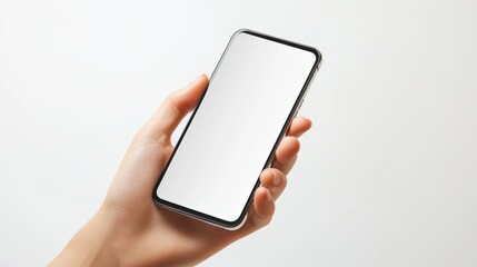 Closeup action of a hand holding a smartphone indoor setting digital content modern environment eye-level view technology concept