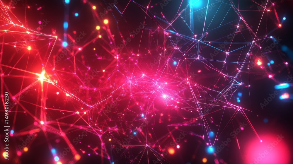Poster connecting the dots a glowing cyber network in virtual space digital art futuristic environment abst