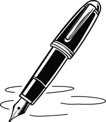 Vintage Ink Maestro: The classic fountain pen gracefully writes, leaving a trail of ink. a timeless tool of expression. Capturing the essence of creative writing and professional correspondence.