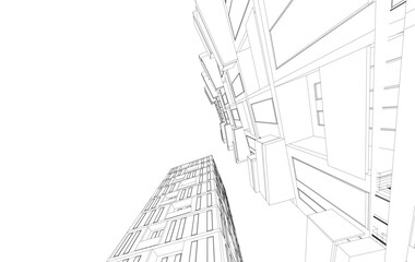 Abstract modern architectural 3d illustration
