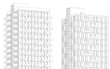 Abstract modern architectural 3d illustration