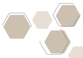 Empty hexagons photo frames. 4 honeycombs template with lines. Vector realistic Mockup for banner design, Infographic, flyer, leaflet, photo album, portraits, collages. EPS10. 