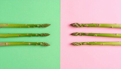 Fresh green asparagus against colorful background