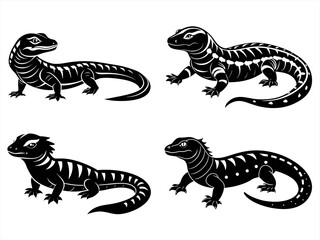 tegu sihouette black vector bundle
