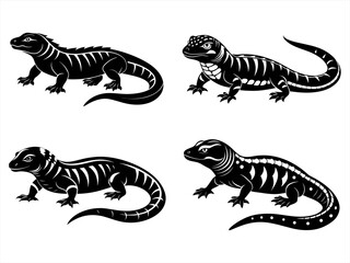 tegu sihouette black vector bundle
