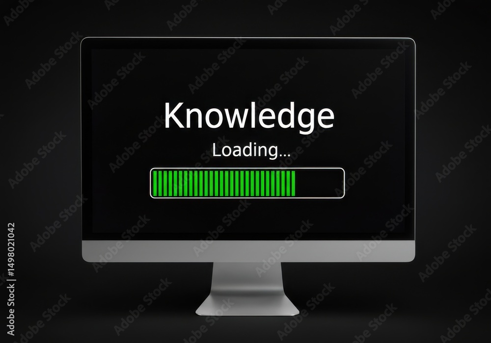 Fototapete knowledge loading on computer screen with progress bar