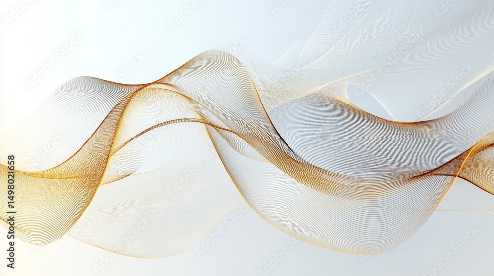 Poster creating a dynamic yet minimalist art design featuring gold lines in a modern gallery setting