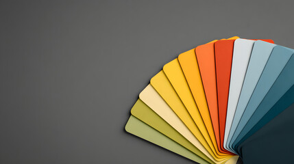 Minimalist Color Palette Swatches Fanned Design Aesthetic Color Harmony Empty Backdrop Creative Color Selection Visual Communication Color Inspiration Modern Art Color Trend
