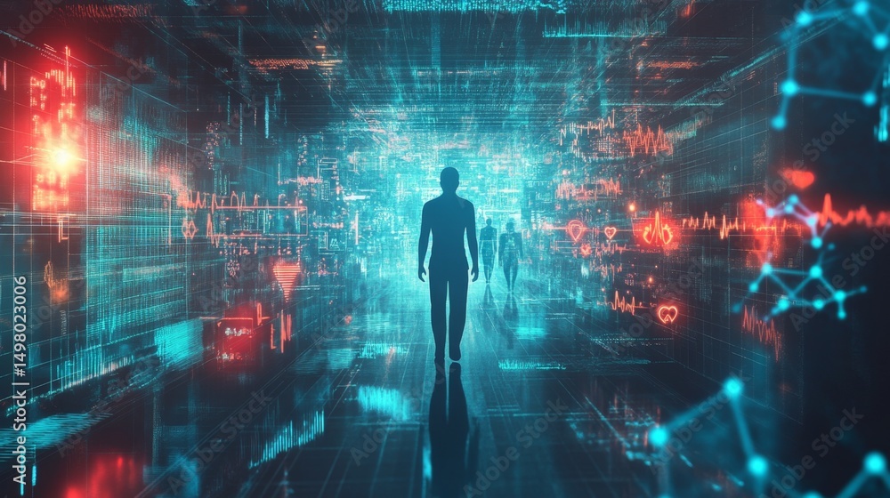 Poster futuristic abstract event floating hues in a digital realm immersive background technological enviro