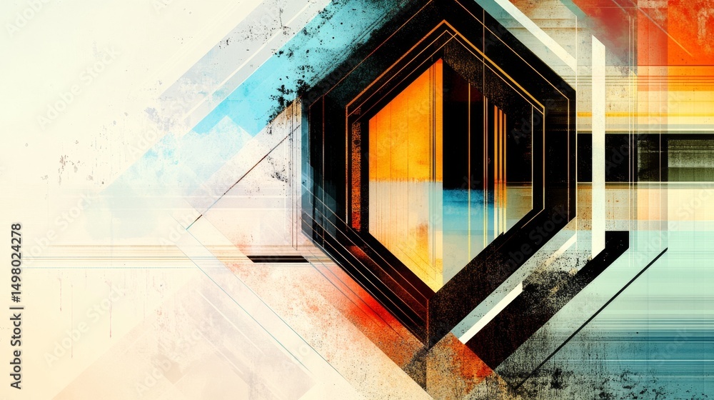 Poster abstract hexagonal designs a modern digital art gallery exploring geometric illustrations and aesthe