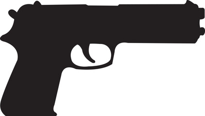 Black Gun Pistol Silhouette Vector Illustration Isolated