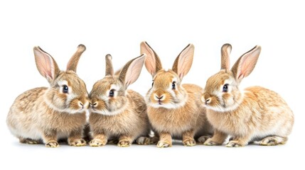 Obraz premium A group of rabbits hopping together in a soft fur wonderland outdoor scene nature photography playful environment charming concept