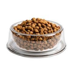 A bowl full of dry brown pet food bites  isolated on white background.png isolated on transparent background 
