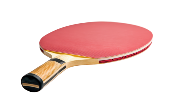 Red and white ping pong paddle